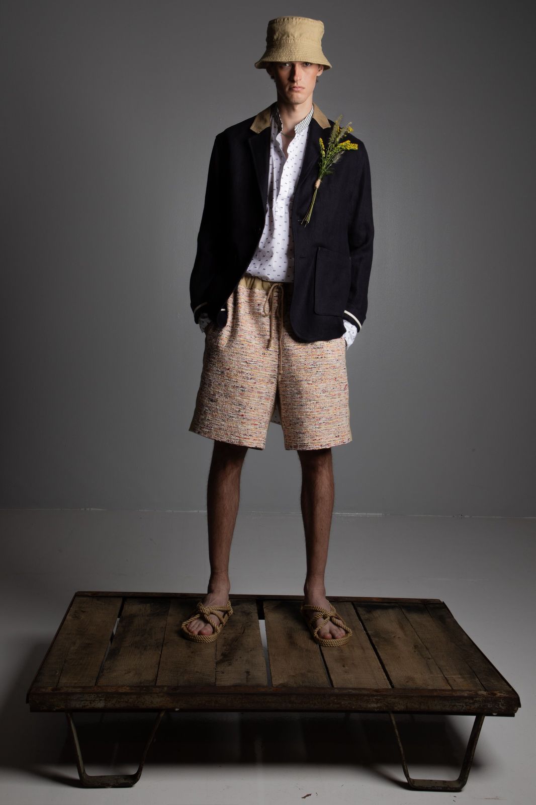 2 button blazer linen canvas navy