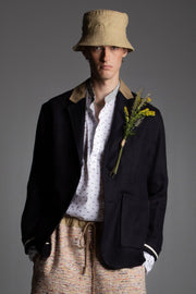 2 button blazer linen canvas navy