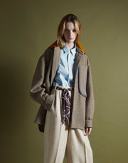 U pocket chore jacket - wheat herringbone