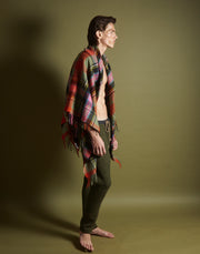 fringe blanket - sage/mulberry/tangerine