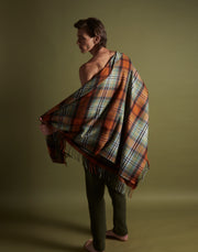 fringe blanket - sea foam/spice