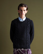 handknit wool/cashmere mariner sweater - charcoal mélange
