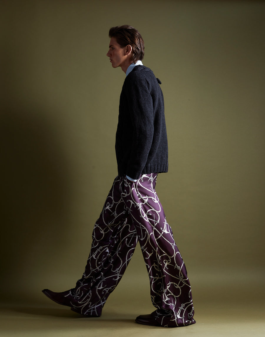 double pleat trouser - aubergine anchor