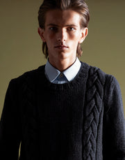 handknit wool/cashmere mariner sweater - charcoal mélange