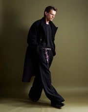 double breasted pea coat - onyx boiled wool