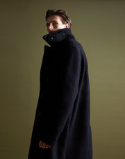 double breasted pea coat - onyx boiled wool