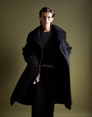 double breasted pea coat - onyx boiled wool