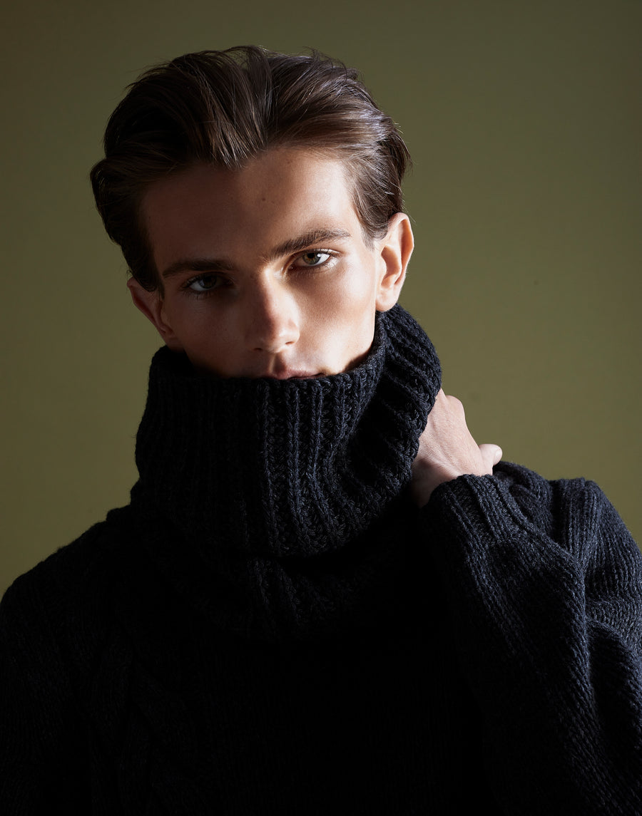 handknit wool/cashmere snood - charcoal mélange