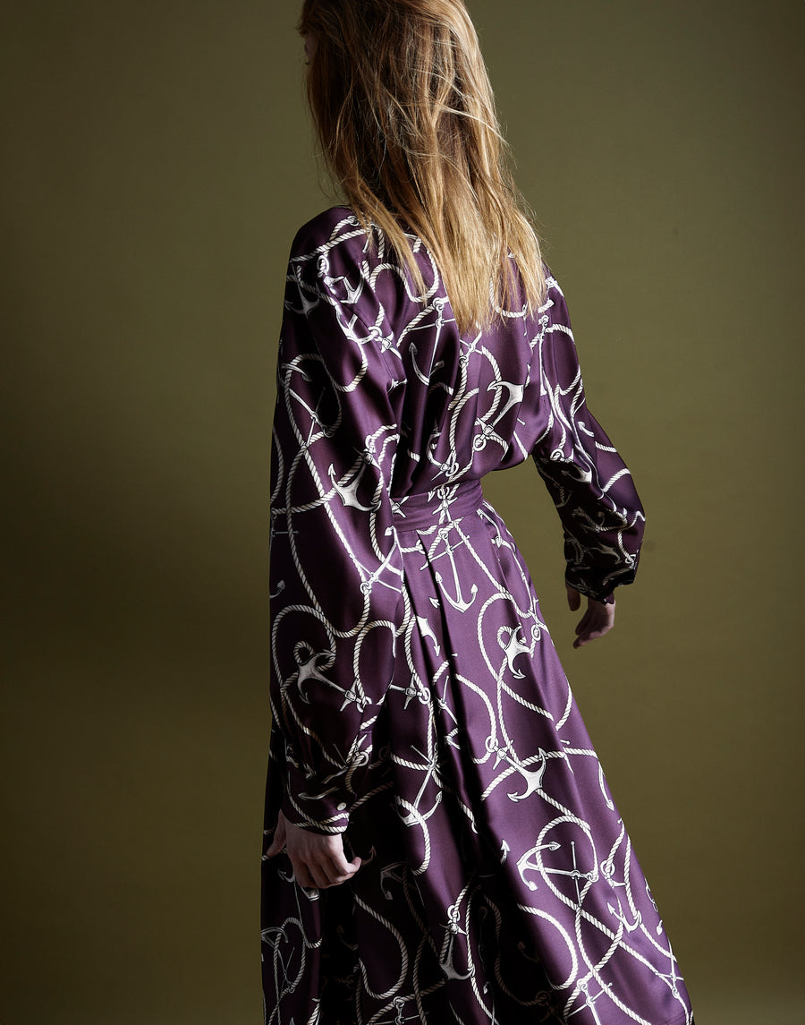 pleated full skirt - aubergine anchor