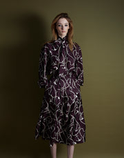 pleated full skirt - aubergine anchor