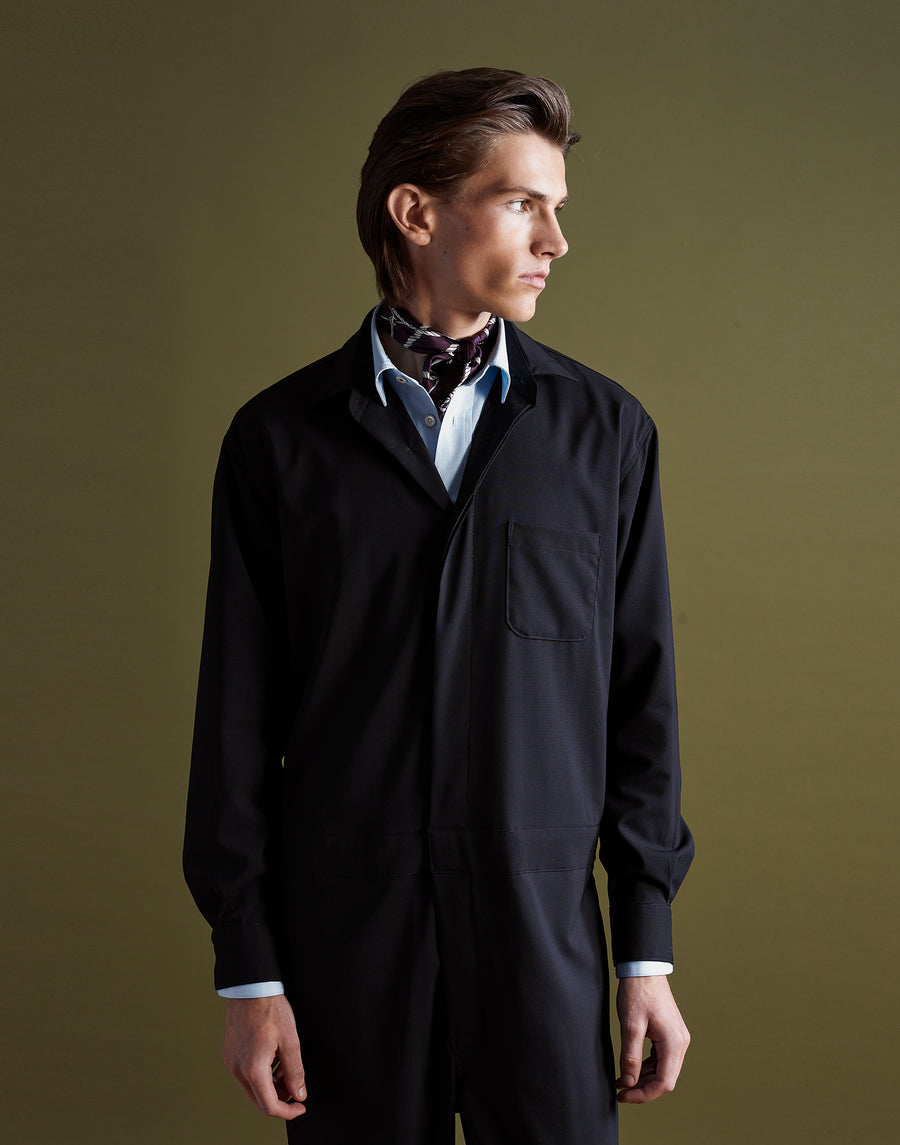 boiler suit - onyx wool poplin