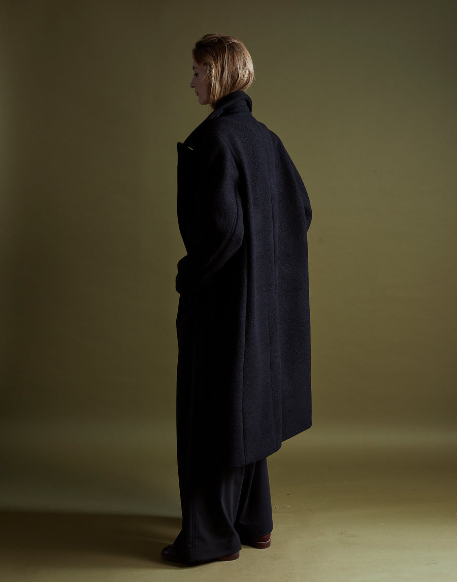 double breasted pea coat - onyx boiled wool