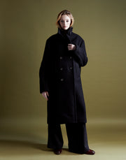 double breasted pea coat - onyx boiled wool