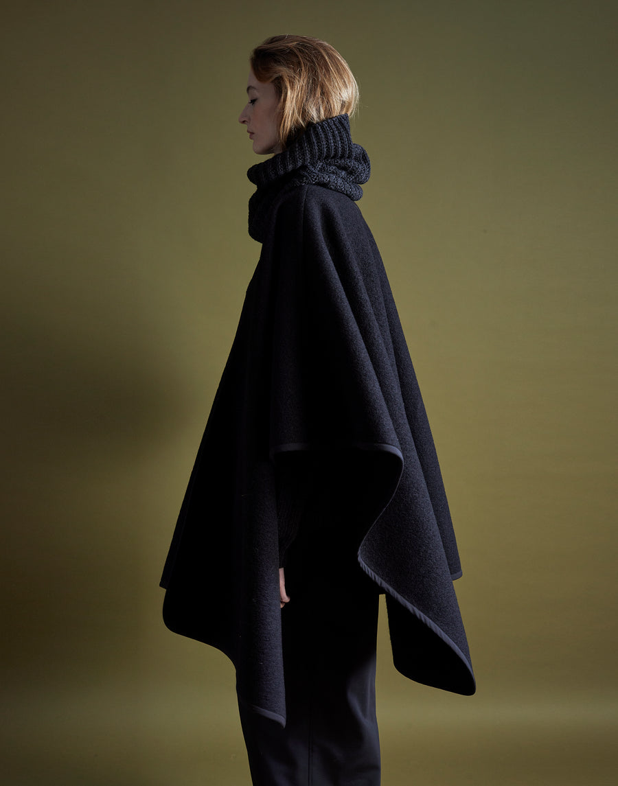 cloak - onyx boiled wool