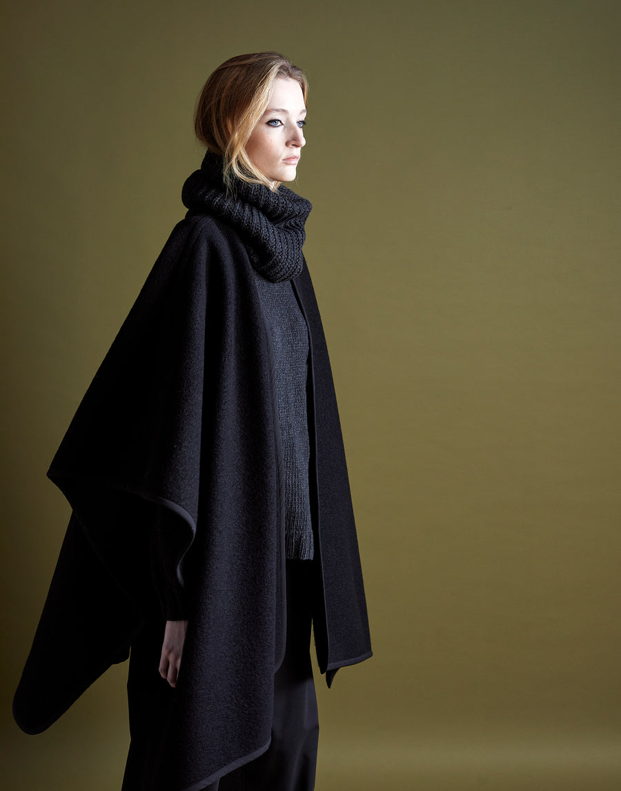 cloak - onyx boiled wool