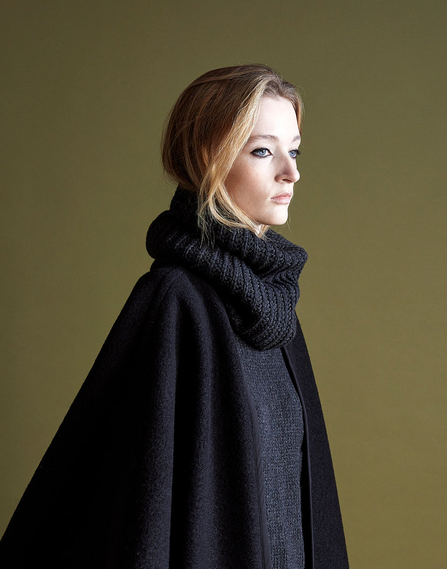 handknit wool/cashmere snood - charcoal mélange