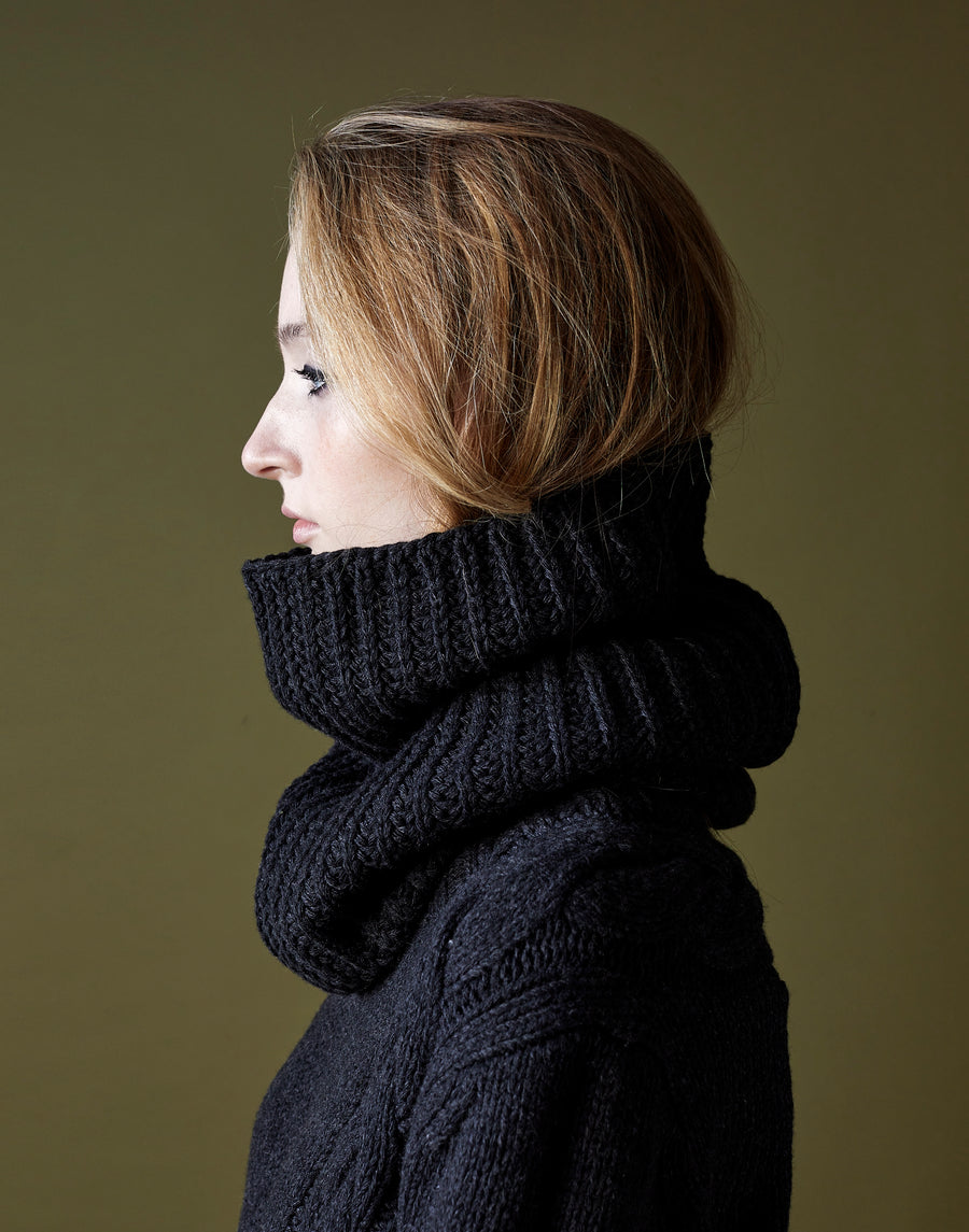 handknit wool/cashmere snood - charcoal mélange