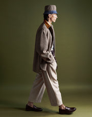 pleated crop trouser - oatmeal