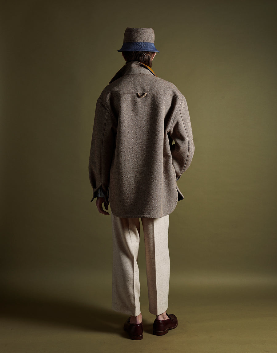 pleated crop trouser - oatmeal