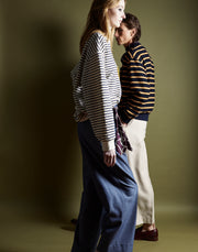 pleated crop trouser - heather blue