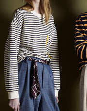 quilted mariner sweatshirt - ivory/marine stripe