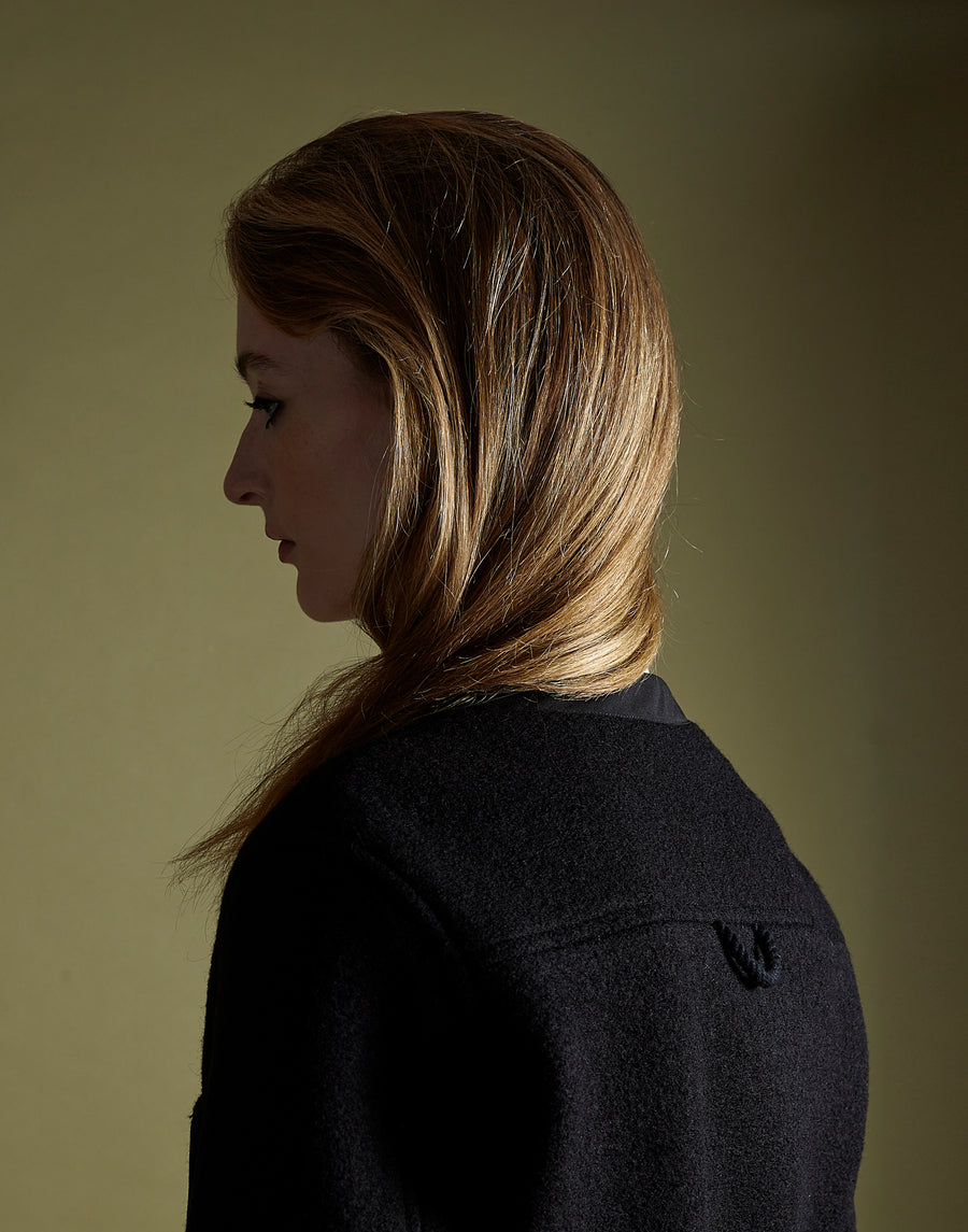 bomber jacket - onyx boiled wool