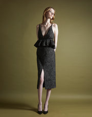 peg skirt - speckled herringbone