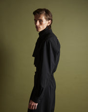 double pocket shirt - onyx wool poplin