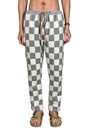 classic drawstring trouser: fog/salt check