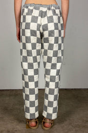 classic drawstring trouser: fog/salt check