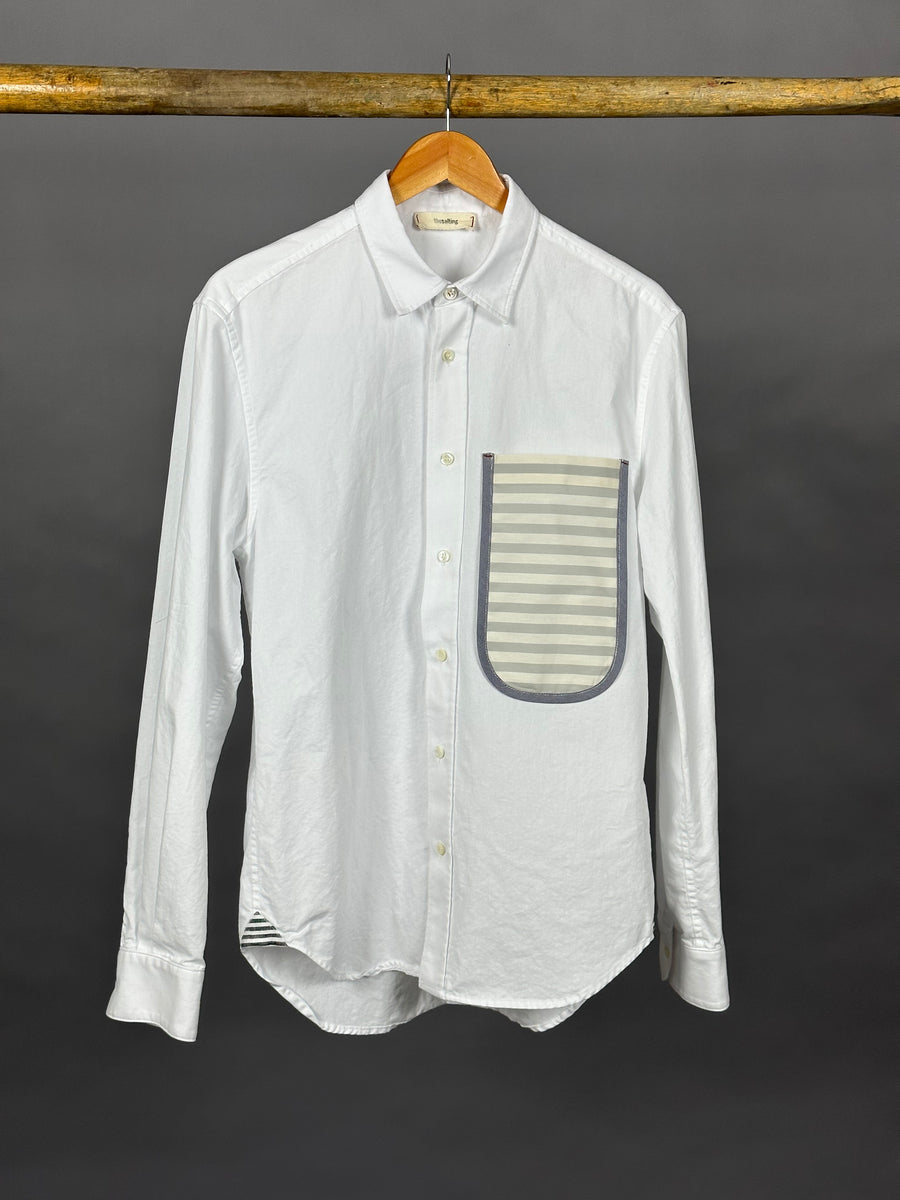 U pocket shirt washed oxford salt stripe