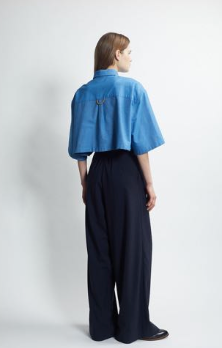 cropped box shirt - ocean