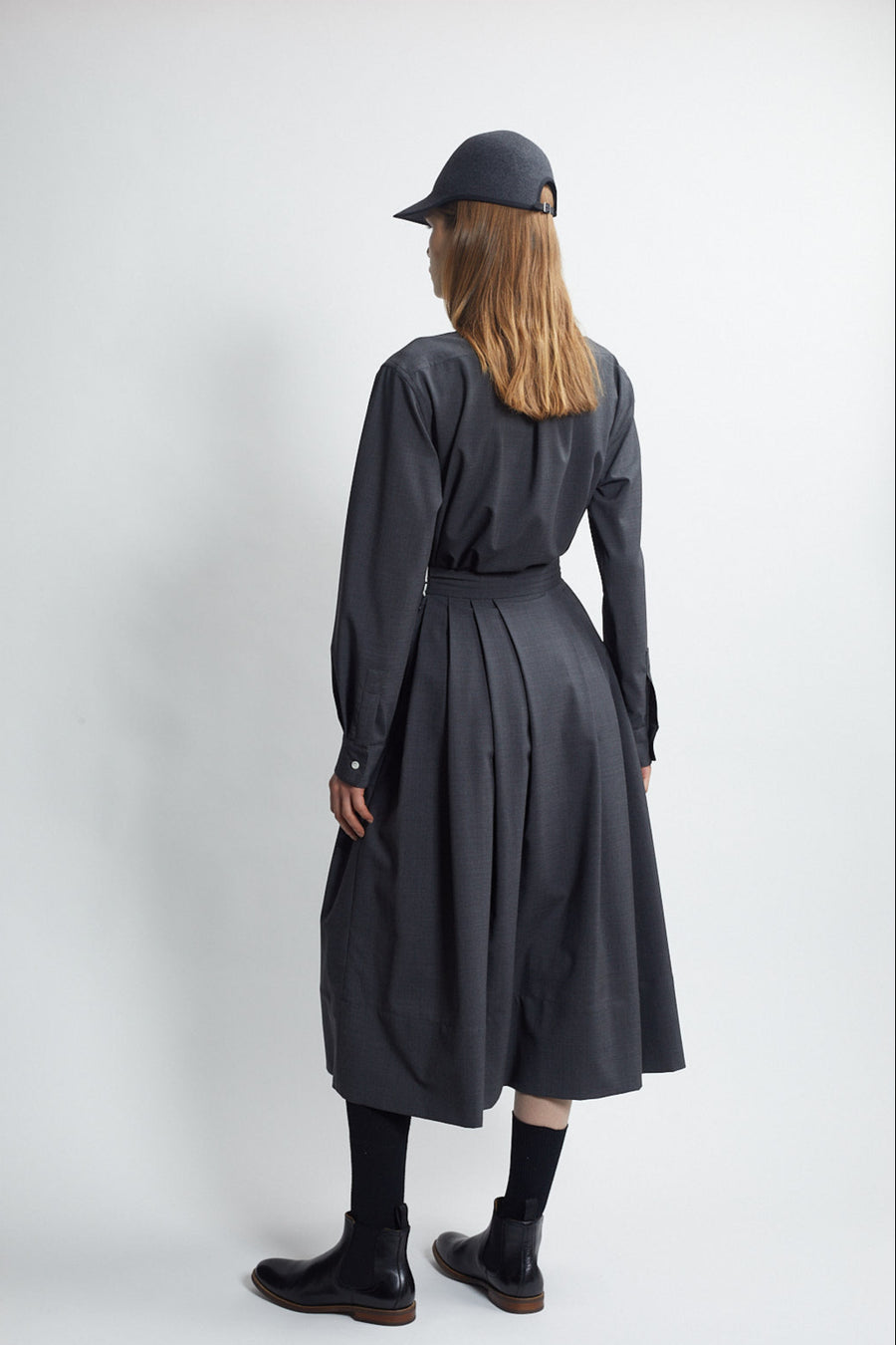 pleated full skirt - carbon