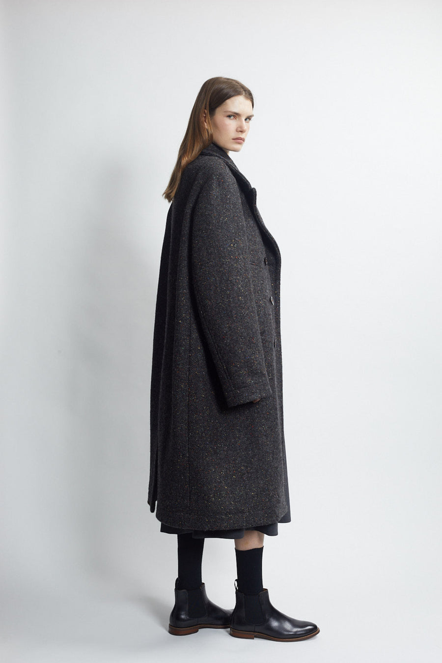 double breasted peacoat - carbon