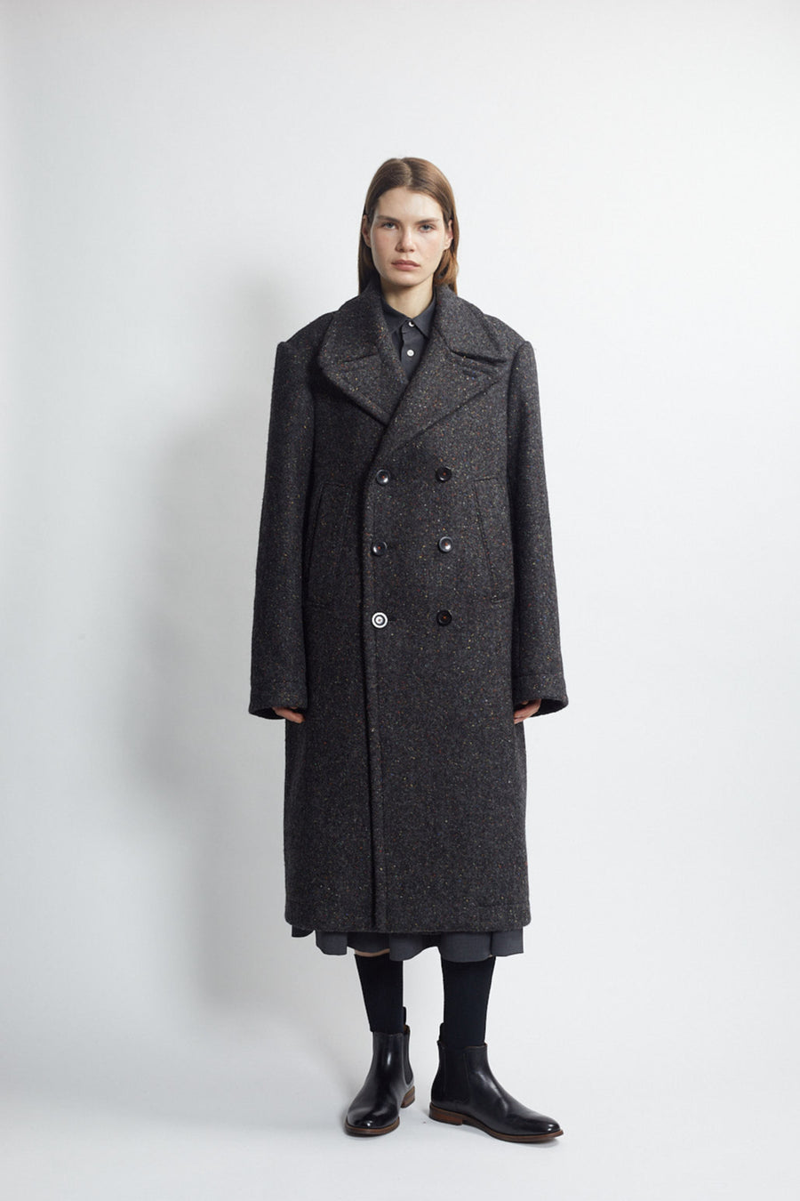 double breasted peacoat - carbon