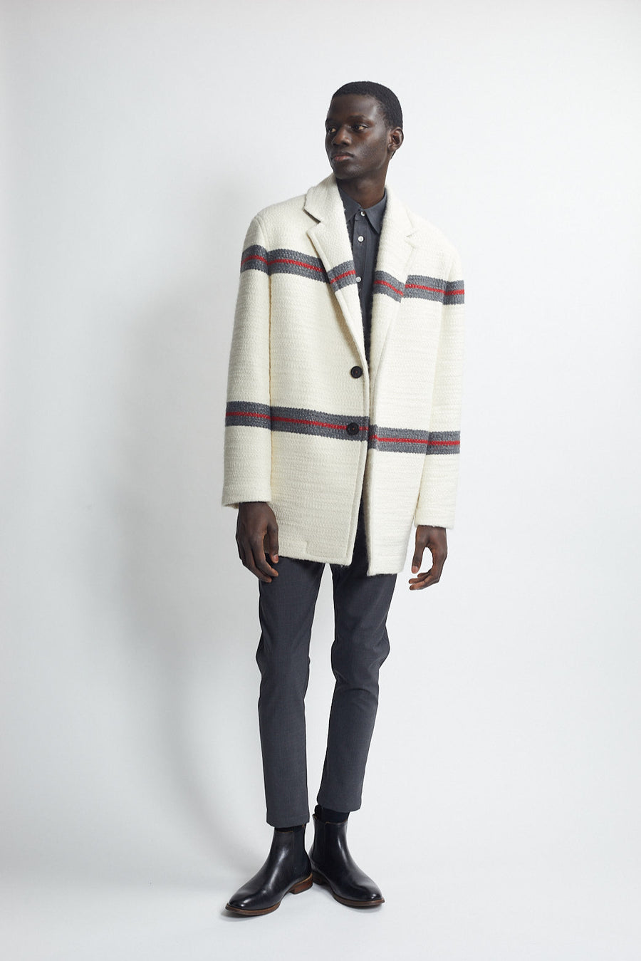 oversized sport coat - ivory/carbon