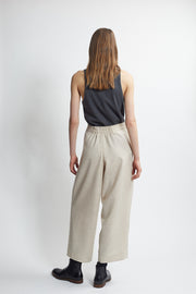 crop double pleat trouser  - natural
