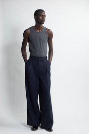 double pleat full trouser - marine