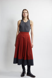 pleated full skirt - rust