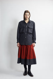 double flap pocket button down shirt - charcoal