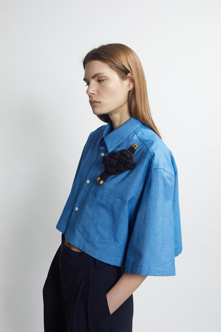 cropped box shirt - ocean