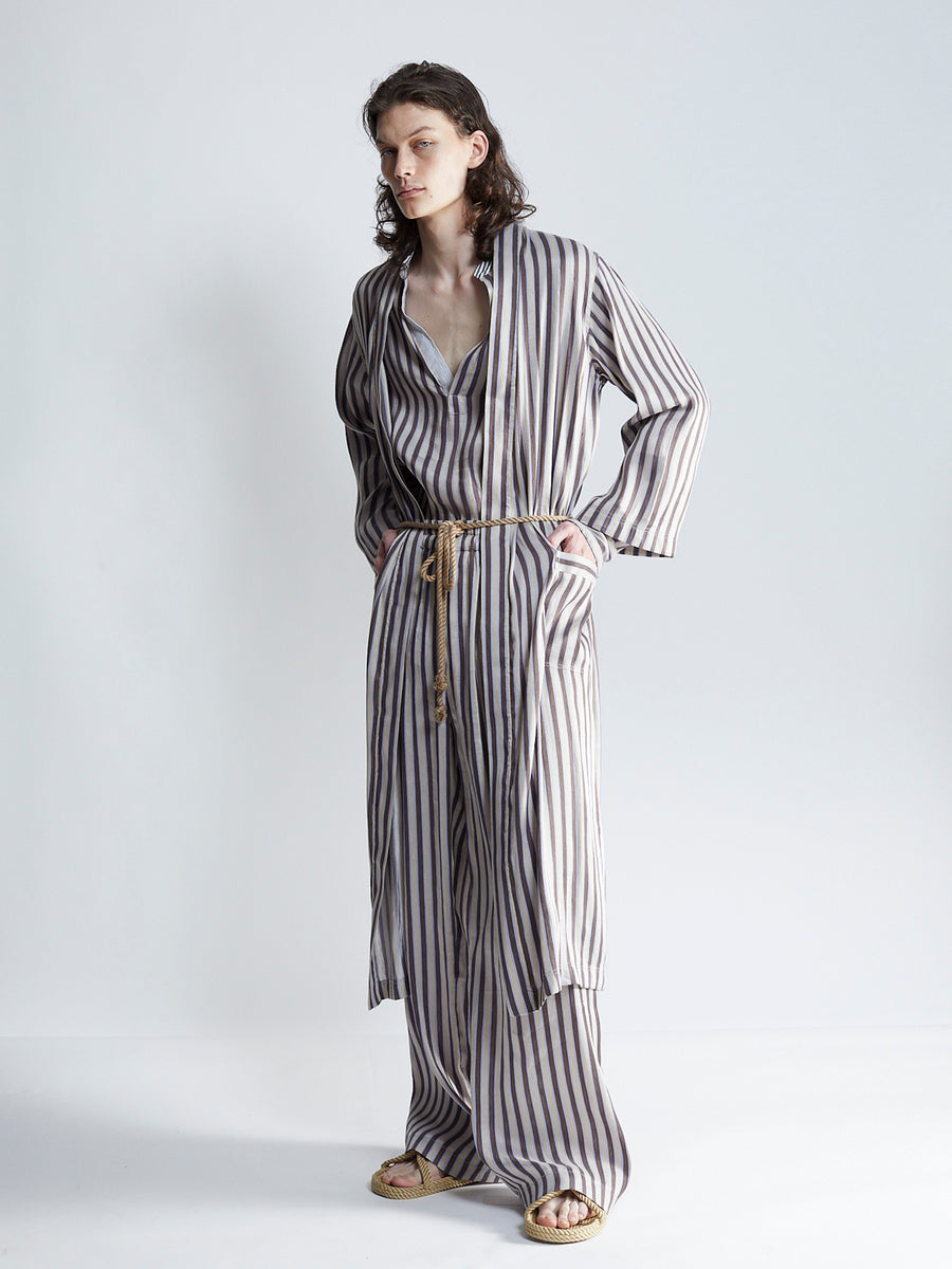 belted robe - venetian stripe