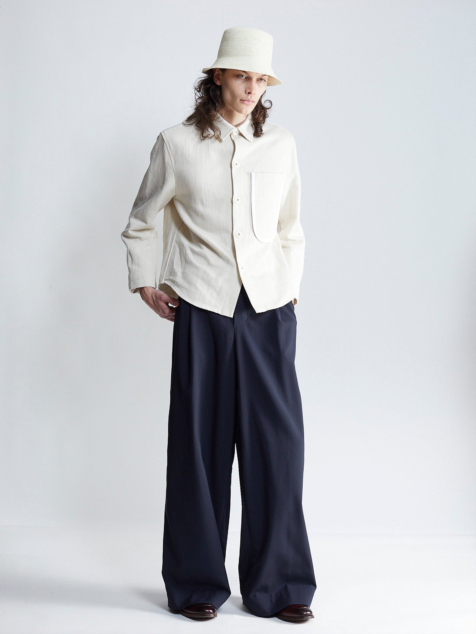 double pleat full trouser - marine