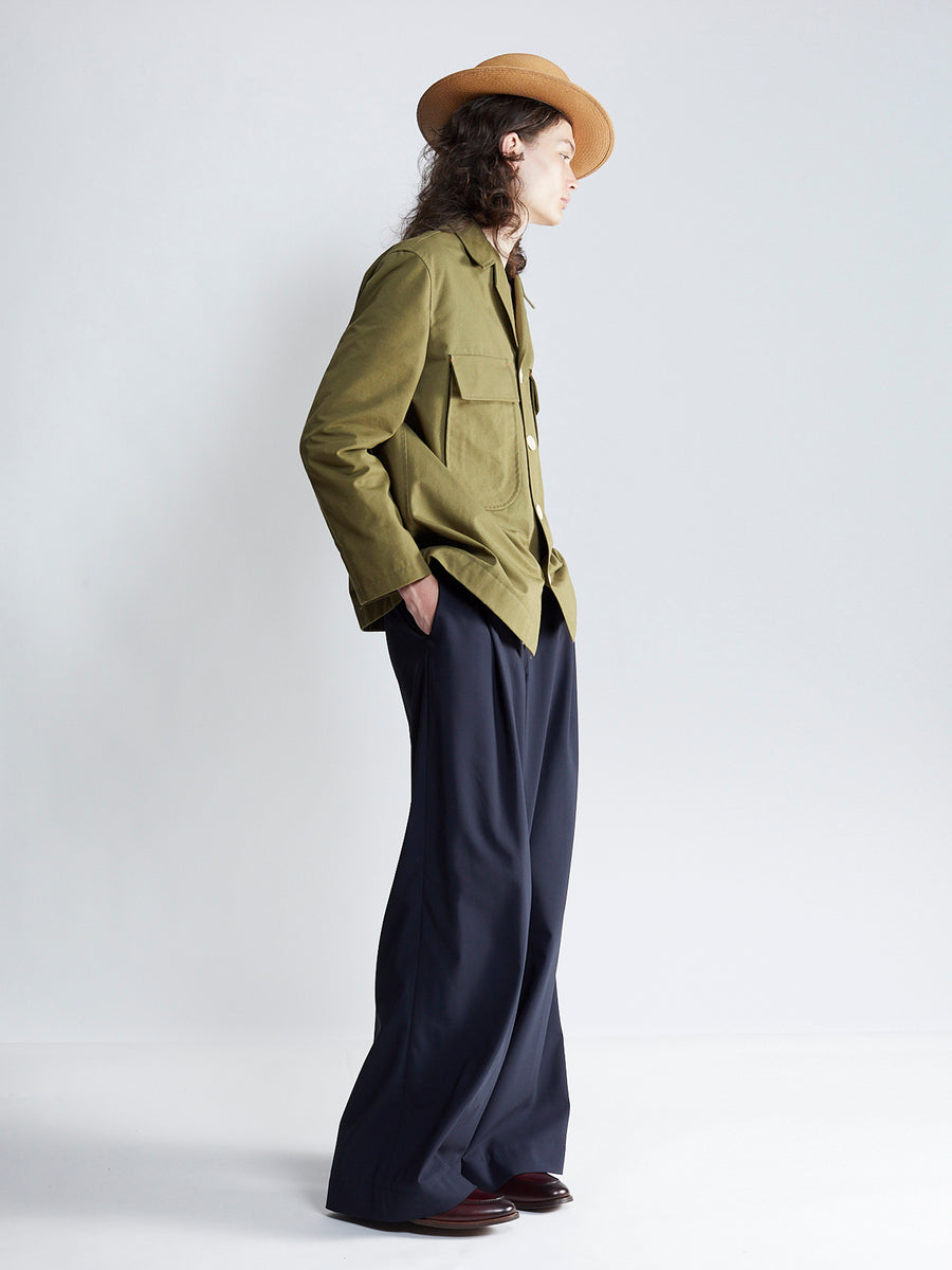 double pleat full trouser - marine