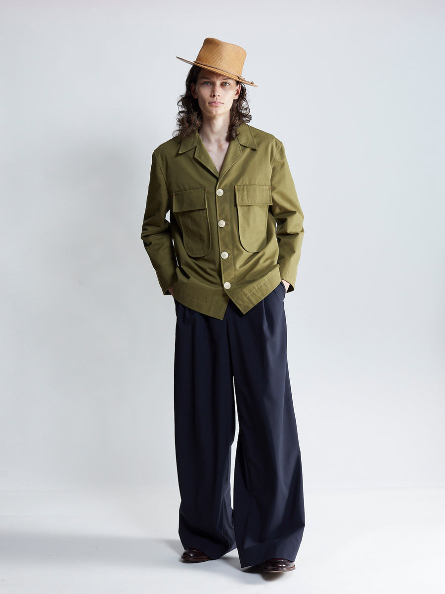 double pleat full trouser - marine