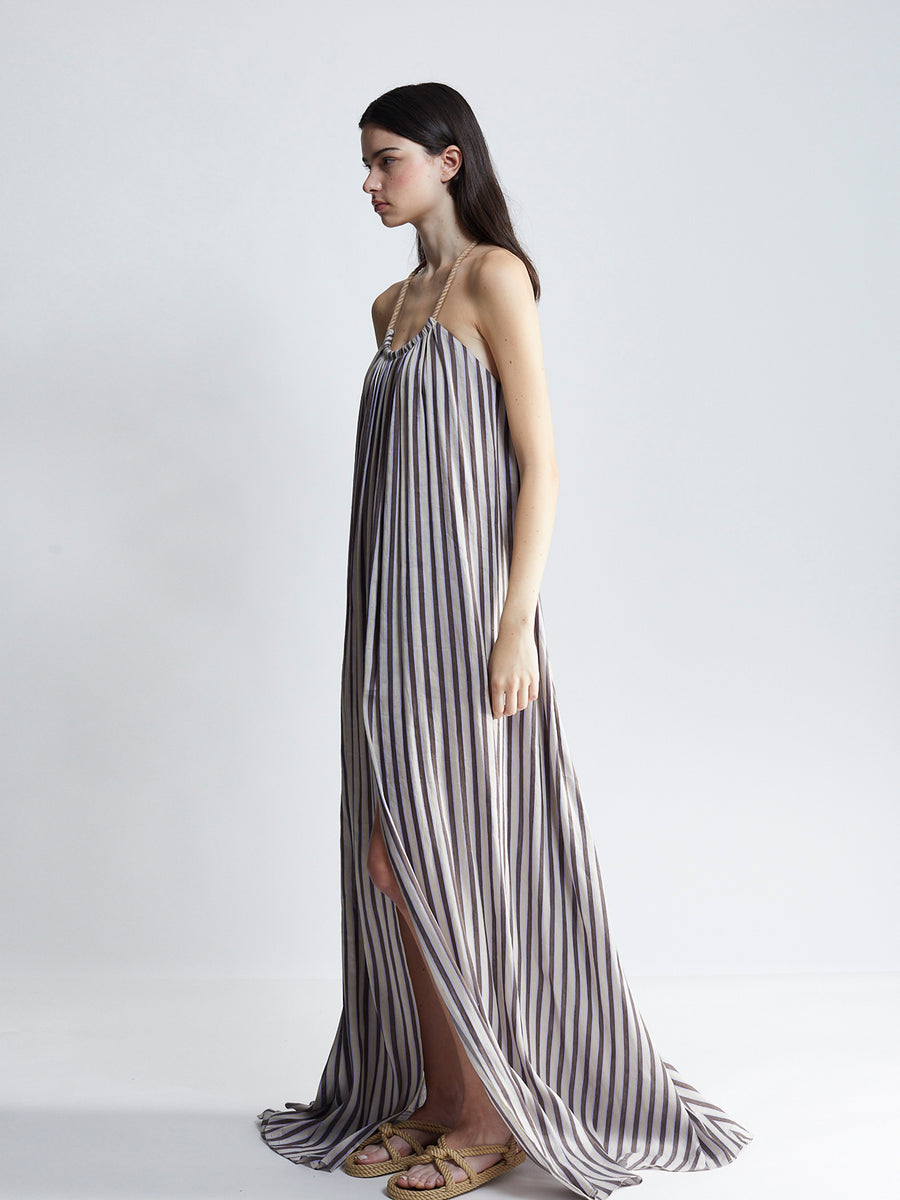rope strap a-line maxi dress Linen Rope Dress