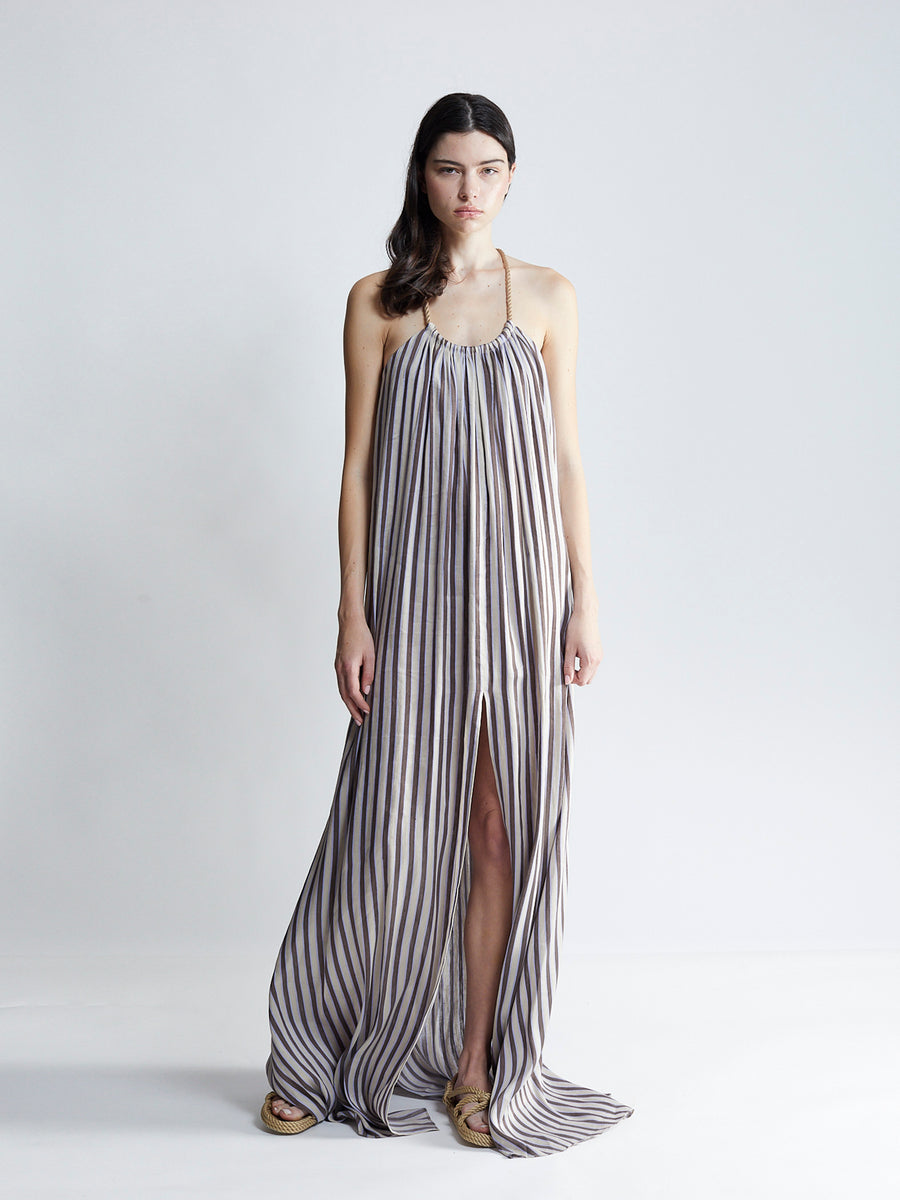 rope halter max dress - venetian stripe