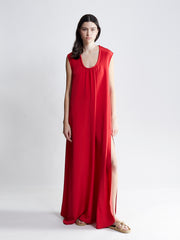 silk column dress - venetian red