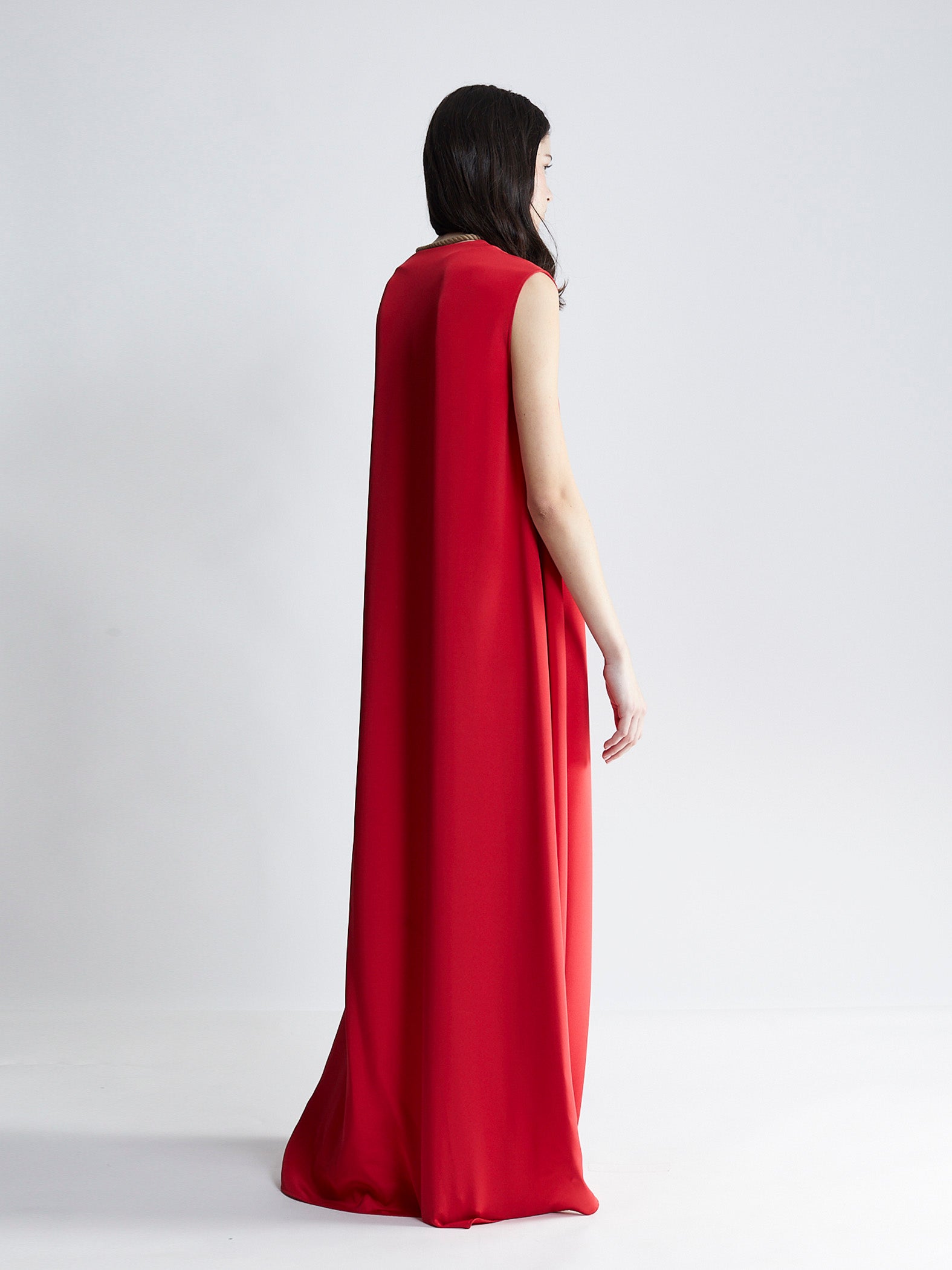 silk column dress - venetian red