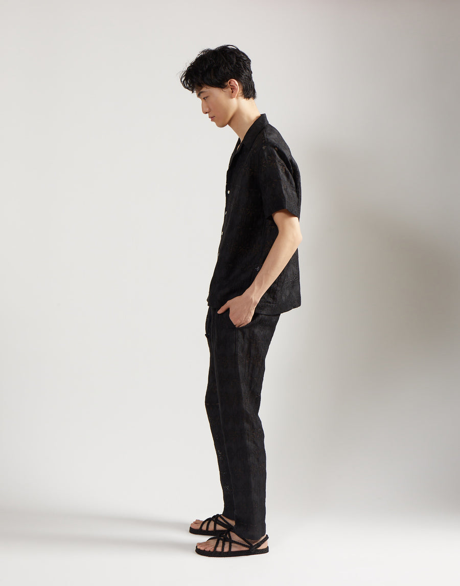 classic drawstring trouser - onyx jacquard